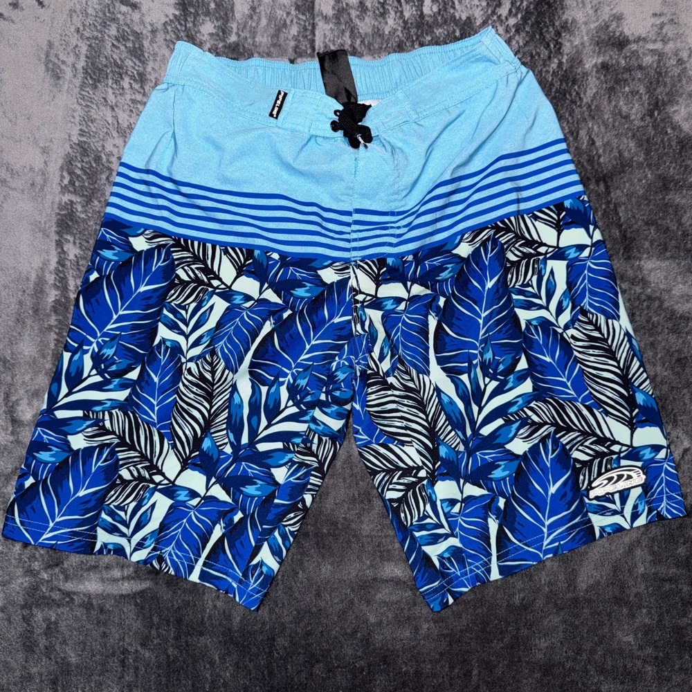 Pipeline Mens Blue Tropical‎ Leaf Print Board Shorts Swim Trunks Size Medium